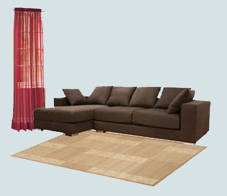 dark brown furniture red curtain combo