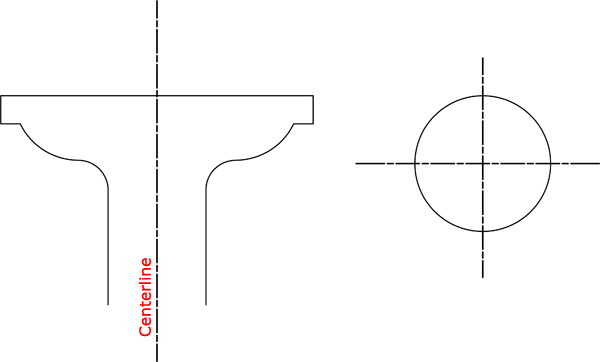 centerlines, symmetrical object, symmetry, architecture drawing, symbols in architecture drawing