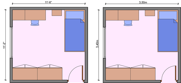 kids bedroom measurements, children room dimensions, 