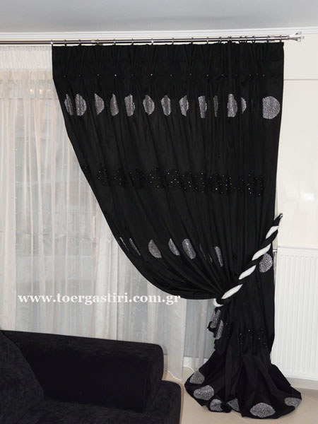 blach and white classic curtain and drape, classic black and white sheer curtains