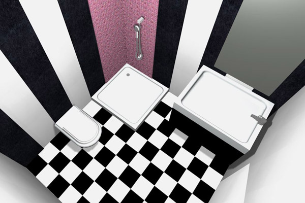 tile, bathroom, black & white