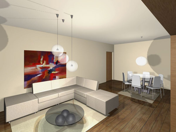 The dining area opposite the entrance door