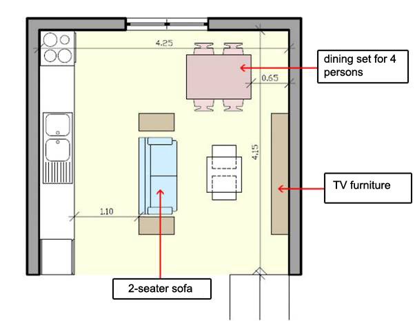 Kitchen Living Room Floor Plans Fireplace Windows