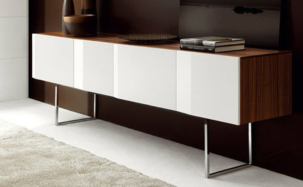 contemporary-sideboard-long-legs, wenge and white lacquered buffet