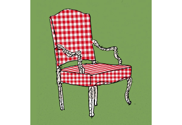 gingham upholstered armchair