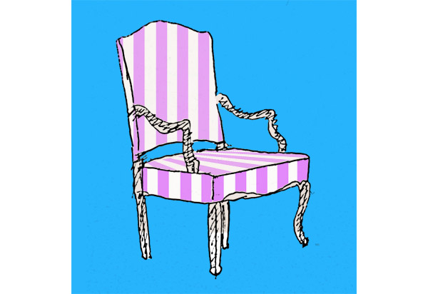 striped fabric armchair, armchair