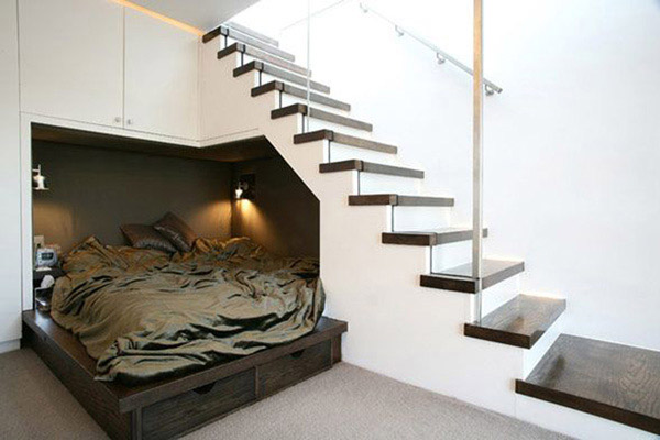 bedroom under the stairs