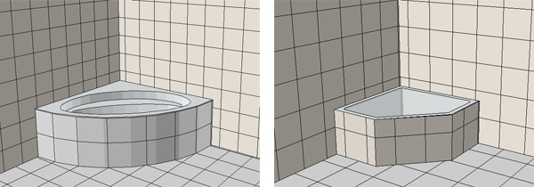 corner tubs, bathtub, triangular