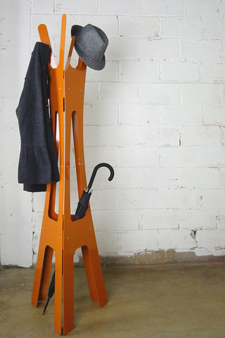 poop large coat rack, coat rack, modern coat rack, orange coat rack, coat hanger, 