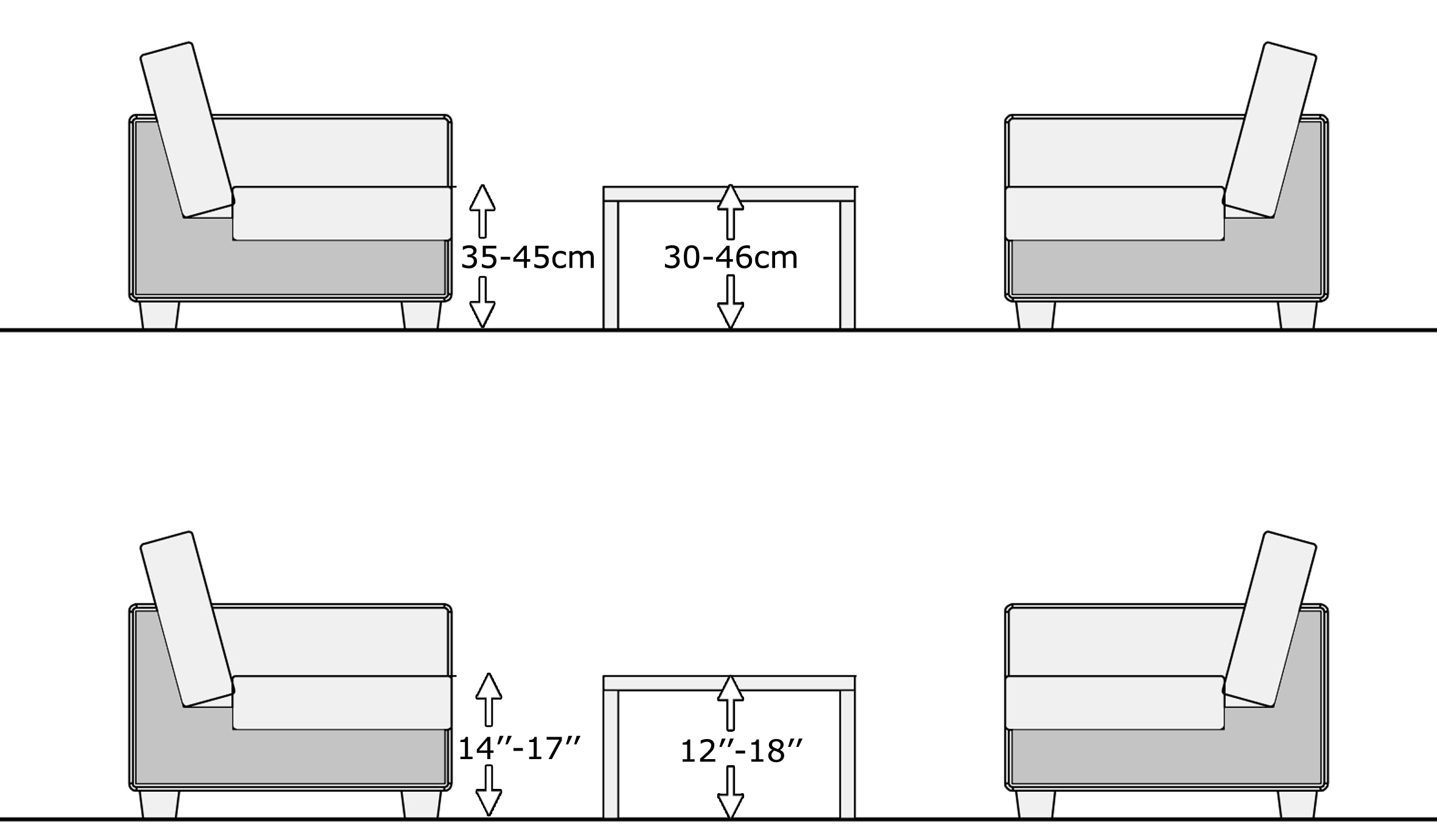 coffee table height, living room table height