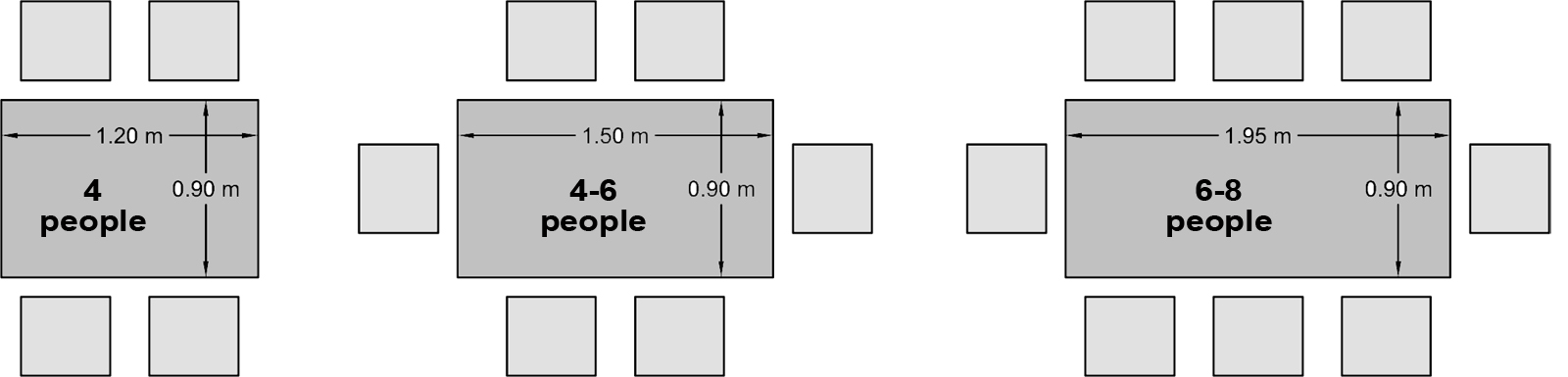 Normal Size Of Dining Table 55, What Is The Standard Length Of A Dining Room Table