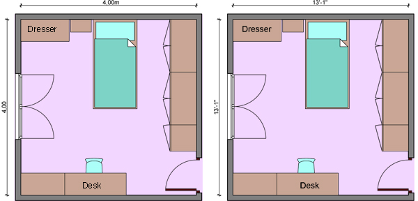kids bedroom dimensions, child's room measurements, 