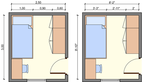 kids bedroom layout, kids bedroom dimensions, kids room measurerements