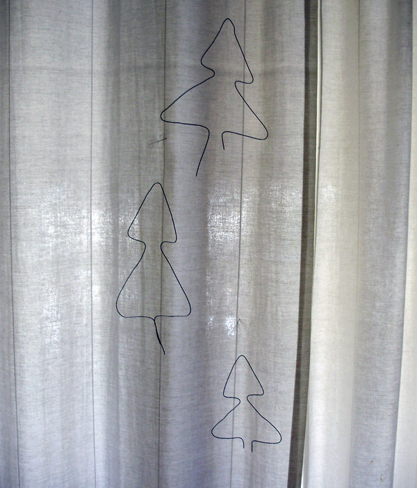 Wire Christmas trees, christmas tress curtains, curtain decoration