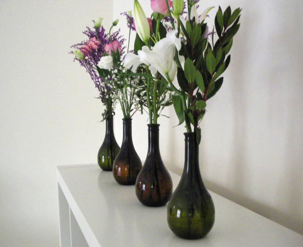 resuse glass bottle, glass bottle vase, bottle vase, flower vase, flower glass bottle