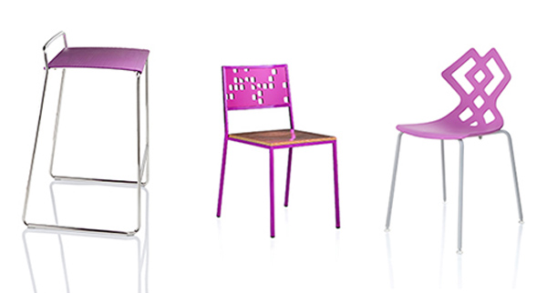 ALMA DESIGN AND RADIANT ORCHID 2014 Pantone colour, stackable chairs