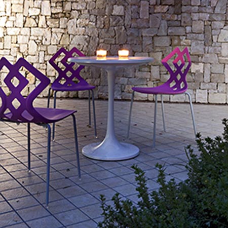zahira chair, Alma design, Pantone colour, stackable chair, outdoor chair