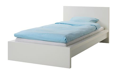 Ikea single bed, Ikea white bed, Minimal bed