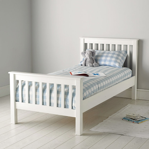 white bed, single bed, kids bed