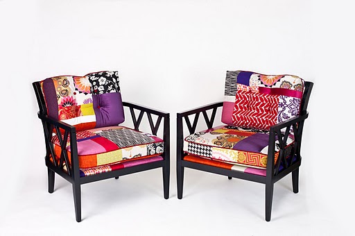 Patchwork chairs, patchwork wing chairs, patchwork armchairs, patchwork lounge chairs