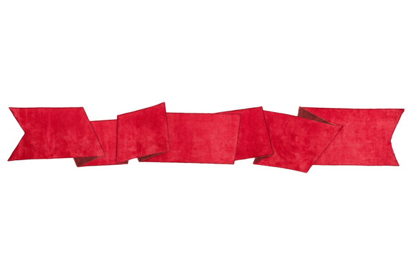 01 Ruban  by Sam Baron for NODUS 2015, ribbon rug, red rug, hand knotte rug 
