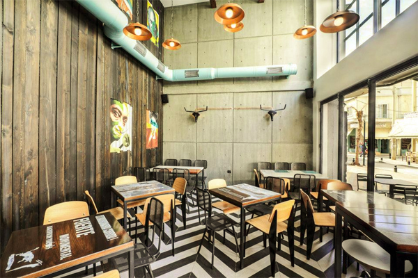 black and white, flooring, wood on the wall, tapar bar, bar design, restaurant design