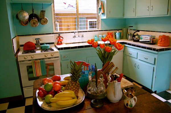 kev-kitchen, retro kitchen, vintage kitchen cabinets, marble countertop, marble sink 