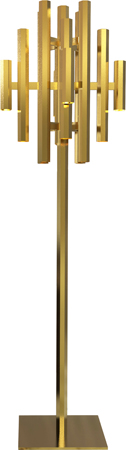 Sophisticated floor lamp with brass tubolar structure and base